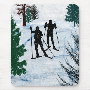 Two Cross Country Skiers Mouse Pad