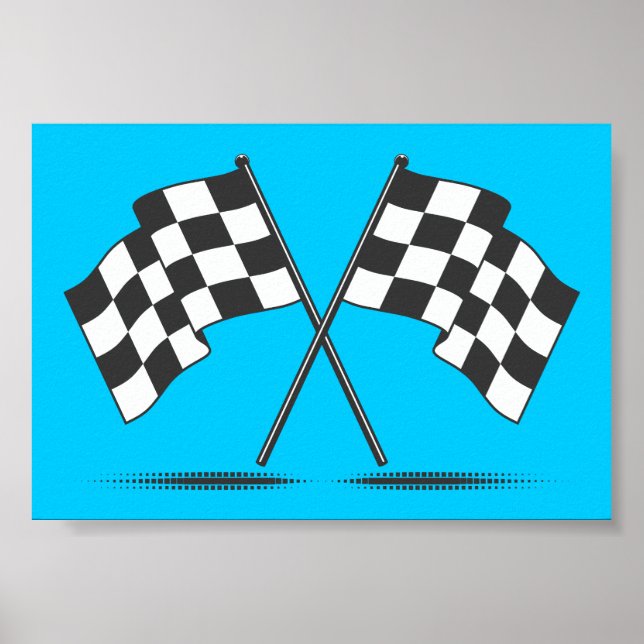 Two Crossed Chequered Flags Poster (Front)