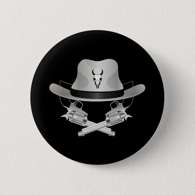 Two crossed guns and hat 6 cm round badge (Front)