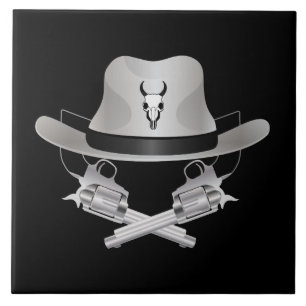 Two crossed guns and hat ceramic tile