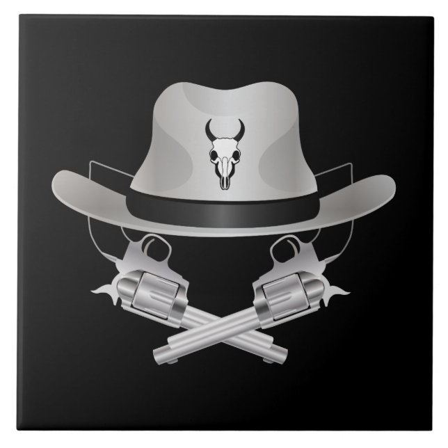 Two crossed guns and hat ceramic tile (Front)