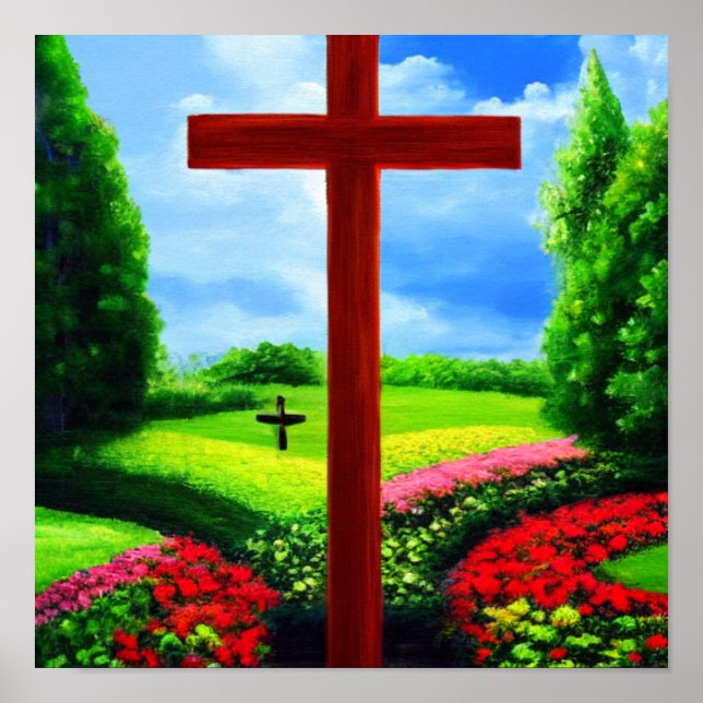 Two Crosses in a Garden Poster (Front)