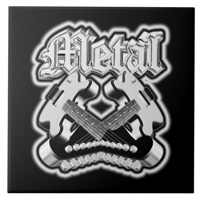 Two crossing guitars ceramic tile (Front)