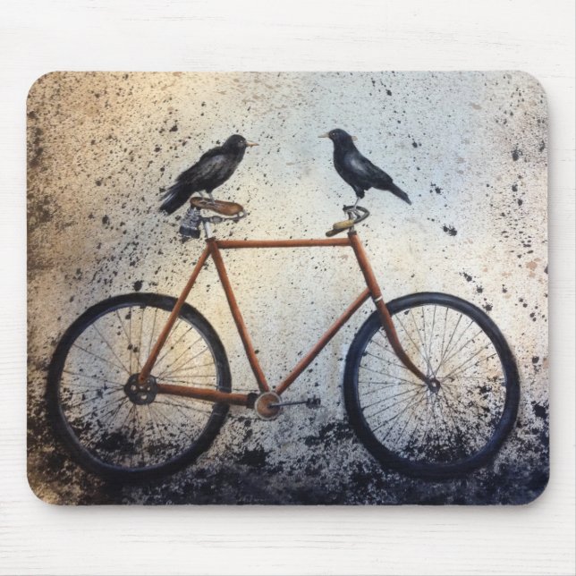 Two Crows on Vintage Bike Mouse Pad (Front)