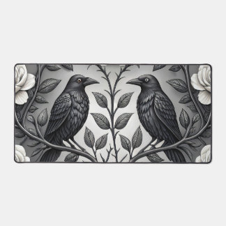 Two Crows with Roses Desk Mat