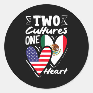 Two cultures one heart american mexican mexico classic round sticker
