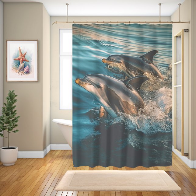 Two Curious Dolphins  Shower Curtain (Creator Uploaded)