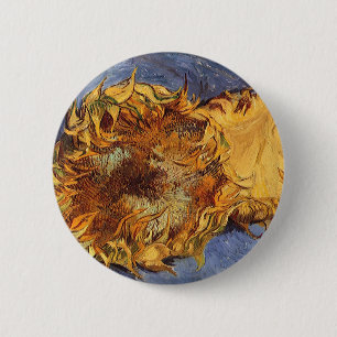 Two Cut Sunflowers by Vincent van Gogh 6 Cm Round Badge