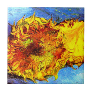 Two Cut Sunflowers Van Gogh Ceramic Tile