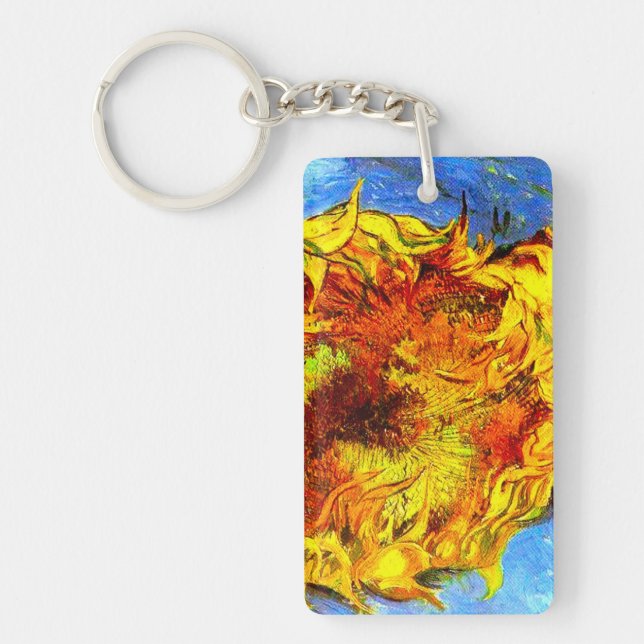 Two Cut Sunflowers Van Gogh Key Ring (Front)