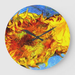 Two Cut Sunflowers Van Gogh Large Clock