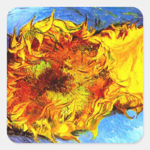 Two Cut Sunflowers Van Gogh Square Sticker