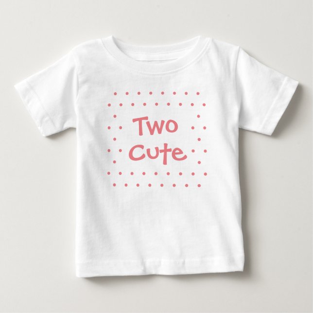 Two Cute 2nd Birthday Simple Dots Baby Girl T-Shirt (Front)