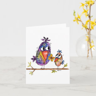 Two Cute and Whimsical Birds Card
