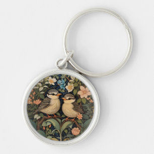Two Cute Baby Birds Botanical Garden Key Ring