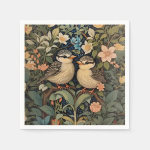Two Cute Baby Birds Botanical Garden Napkin
