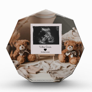 Two cute bears ultrasound pregnancy announcement photo block