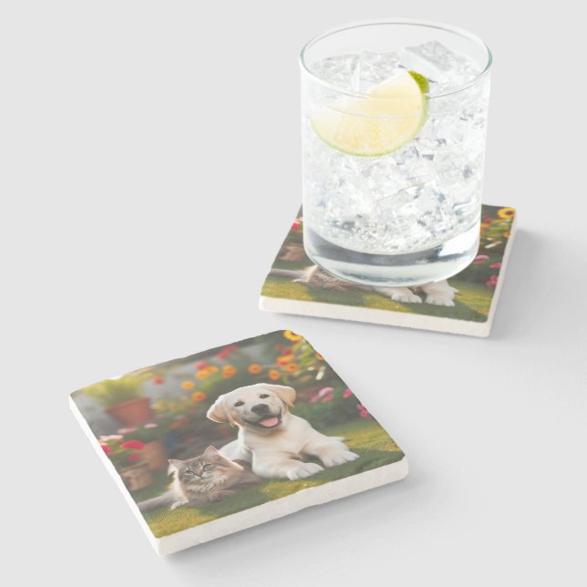 Two Cute Best Friend Stone Coaster (Side)
