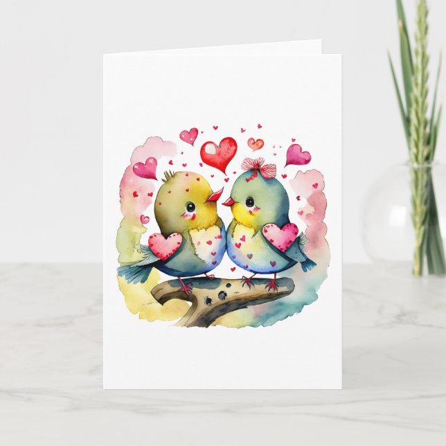 Two Cute Birds in Love BLANK  Card (Front)