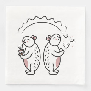 Two cute black line capybaras napkin