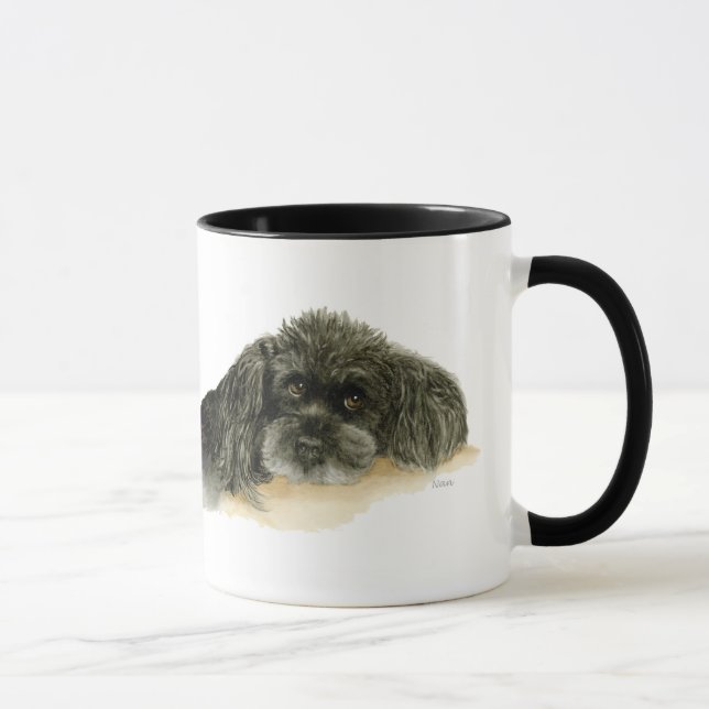 Two Cute Black Poodles Mug (Right)