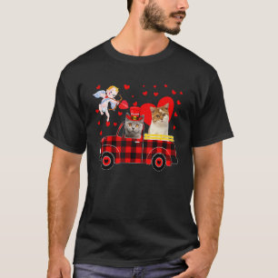 Two Cute British Shorthair Cats On Pickup Truck Va T-Shirt