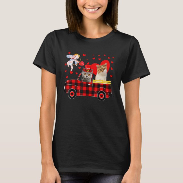 Two Cute British Shorthair Cats On Pickup Truck Va T-Shirt (Front)