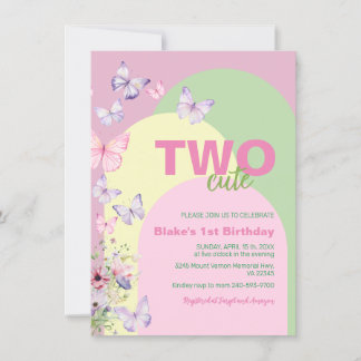 Two Cute Butterfly Birthday Invitation
