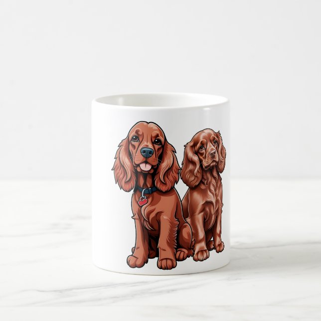 Two Cute Cartoon Cocker Spaniels Coffee Mug (Center)