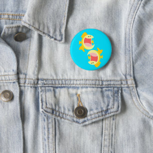 Two Cute Cartoon Fish 6 Cm Round Badge