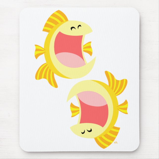 Two Cute Cartoon Fish Mousepad (Front)