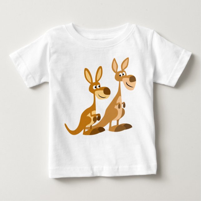 Two Cute Cartoon Kangaroos Baby T-Shirt (Front)