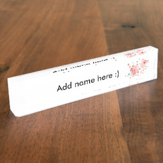 Two Cute Cartoon Pigs in Spring Name Plate