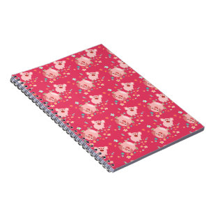 Two Cute Cartoon Pigs in Spring Notebook