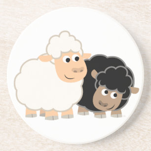 Two Cute Cartoon Sheep Coaster