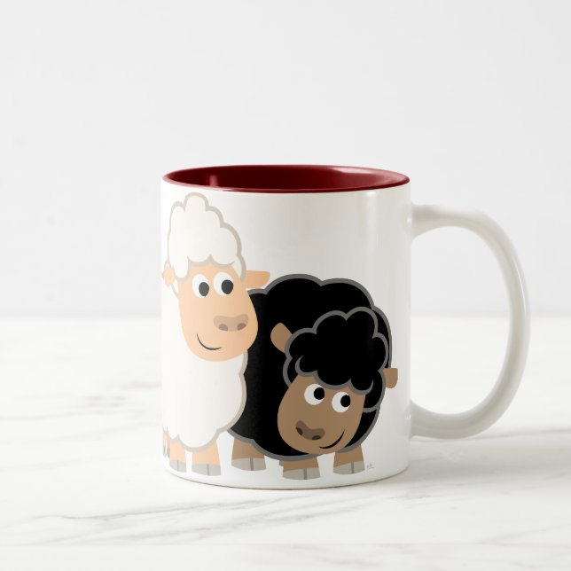 Two Cute Cartoon Sheep Mug (Right)