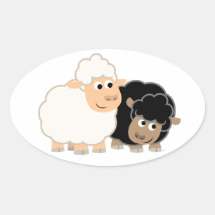 Two Cute Cartoon Sheep Sticker