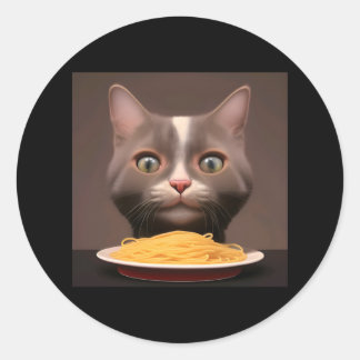 Two Cute Cats Eating Spaghetti Vincent Van Gogh St Classic Round Sticker