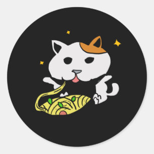 Two Cute Cats Eating Spaghetti Vincent Van Gogh St Classic Round Sticker