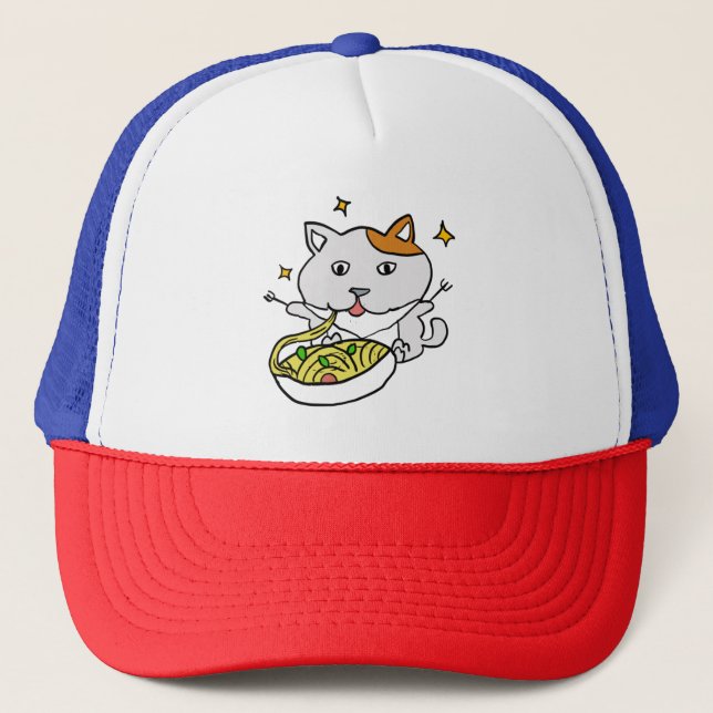 Two Cute Cats Eating Spaghetti Vincent Van Gogh St Trucker Hat (Front)