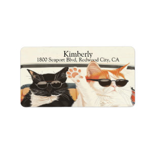 Two Cute Cats  Label