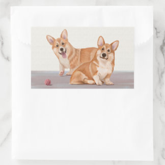 Two Cute Corgis Rectangular Sticker