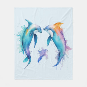 Two cute dolphins fleece blanket