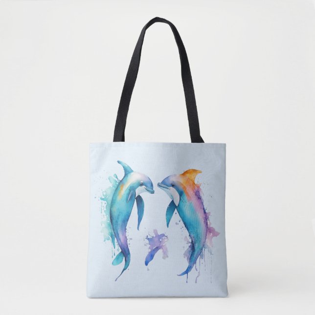 Two cute dolphins tote bag (Front)