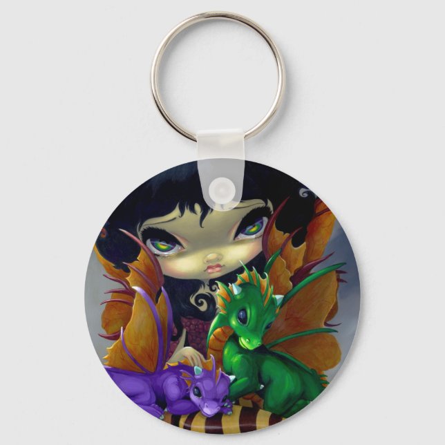 "Two Cute Dragonlings" Keychain (Front)