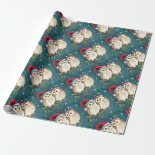 Two cute drawn Owls Wrapping Paper
