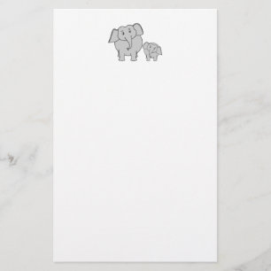 Two Cute Elephants. Cartoon. Stationery