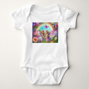 Two Cute Fairies Under a Rainbow Baby Bodysuit