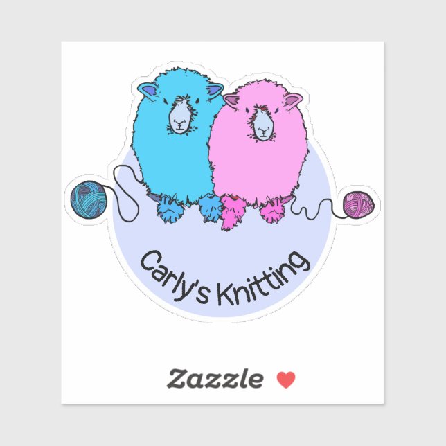 Two cute fluffy sheep, knitting, personalised (Sheet)