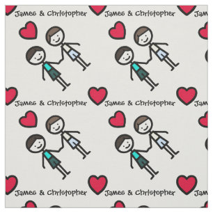 Two Cute Gay Boys With Heart Pattern Fabric